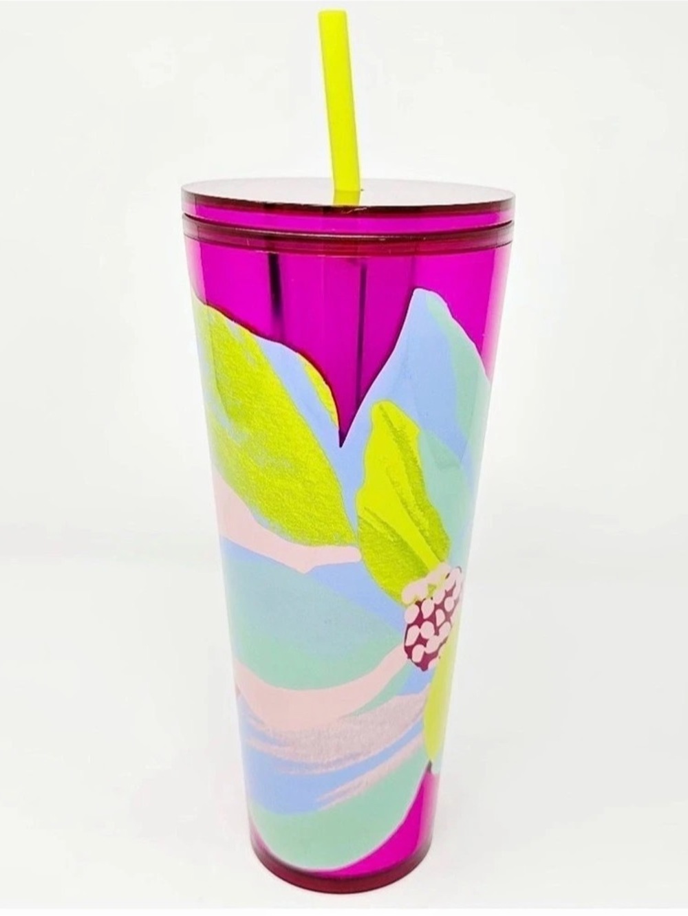 Starbucks NWT 2024 Floral Kaleidoscope Hot & Cold Cup with Flower Straw Topper